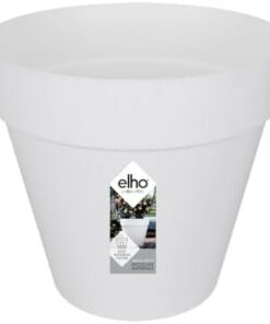 Elho Loft Urban Rond 25 - Pot de Fleurs Extérieur Plastique 100% Recyclé - Ø 2|5 x H 22 cm Blanc