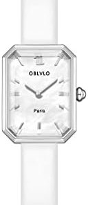 OBLVLO Montre Femme Rectangle Verte Malachite Luxe Étanche Acier Inoxydable LW