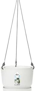 Elho Greenville Suspension 24 - Pot Suspendu 100% Recyclé pour Balcon & Extérieur - Ø 2|5 x H 20.5 cm Blanc