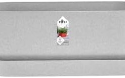 Elho Greenville Long 50 Planteur Extérieur - 100% Plastique Recyclé - Ø49xH18cm Gris Ciment