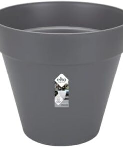 Elho Loft Urban Rond 40 Pot de Fleurs Extérieur - Plastique 100% Recyclé - Ø 38.5 x H 35.3 cm Noir/Anthracite