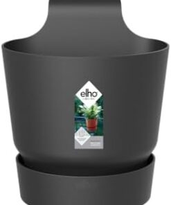 Elho Greenville Easy Hanger - Pot de Fleurs Suspendu pour Balcon Noir - Ø 19.5 x H 2|7 cm