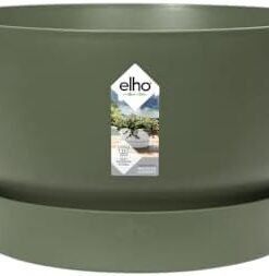 Elho Greenville Coupe 33 - Pot de Fleurs Extérieur - 100% Plastique Recyclé - Ø 3|5 cm Vert