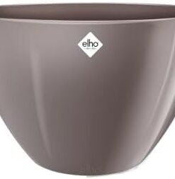 Elho Brussels Diamond Pot de Fleurs Intérieur - 100% Plastique Recyclé - Ø36xH24cm Gris Perle