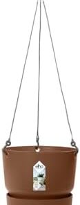 Elho Greenville Suspension 24 - Pot Suspendu Balcon Extérieur - 100% Plastique Recyclé - Ø 2|5 x H 20.5 cm Marron