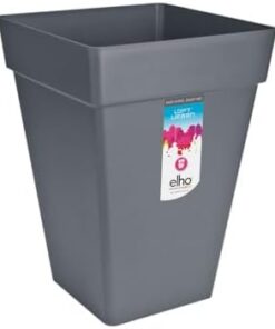 Elho Loft Urban Carré Haut 37 - Pot De Fleurs Extérieur Moderne Ø37x51cm Noir/Anthracite Jardin Balcon