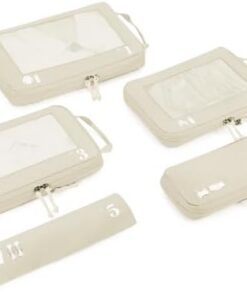 ECOHUB Compression Organiseurs Valise 5 Pièces Kit Voyage Beige