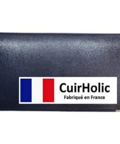 CuirHolic Porte-Chéquier en Véritable Cuir de Chèvre - Pour Homme et Femme - Style Bleu Nuit