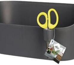Elho Brussels Herbes Station 30 - Pot Herbes Intérieur - Plastique 100% Recyclé - Ø 29.5 x H 1|8 cm Noir/Anthracite