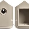 Elho Cosy Nichoir et Mangeoire Oiseaux Jardin - 100% Plastique Recyclé - L17,6 x l18 x H23 cm Beige
