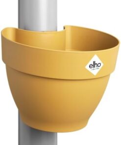 Elho Vibia Pot de Fleurs Extérieur Gouttière Ø 21.6 x H 16.3 cm Jaune Miel