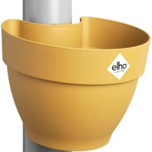 Elho Vibia Pot de Fleurs Extérieur Gouttière Ø 21.6 x H 16.3 cm Jaune Miel
