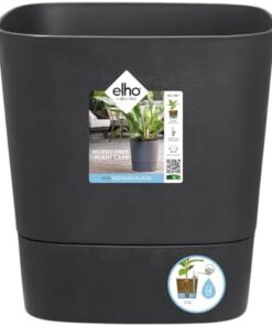 Elho Greensense Aqua Care Carré 30 - Pot de Fleurs Auto-Arrosant Intérieur Extérieur - Ø 29.5 x H 30.2 cm Gris Charbon