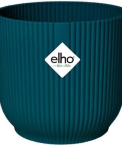 Elho Vibes Fold Rond 18 Pot de Fleurs Intérieur - 100% Plastique Recyclé - Ø 18.4 x H 16.8 cm Bleu