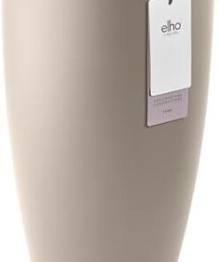 Elho June Round High 40 Pot de Fleur Plastique 100% Recyclé Ø 39 x H 70 cm Beige Greige