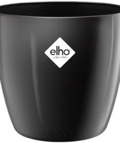 Elho Brussels Diamond Rond 22 - Pot de Fleurs Intérieur 100% Recyclé - Ø 2|4 x H 20.1 cm Noir Métallique