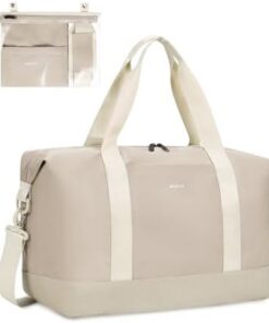 ECOHUB Bagage Cabine Pliable 30L 45x36x20 Easyjet, Sac Voyage Weekend avec Poche Humide Amovible pour Femmes Hommes (Bei