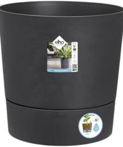 Elho Greensense Aqua Care Pot de Fleurs Rond 43 - Auto-Arrosage Intérieur Extérieur - Ø 43 cm Gris Charbon