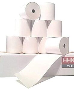 HKR-Welt Lot de 50 rouleaux de papier thermique 58 x 50 x 12 mm pour imprimantes commerciales Blanc