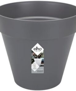 Elho Loft Urban Rond 30 Pot de Fleurs Extérieur - 100% Plastique Recyclé - Ø 28.5 x H 26 cm Noir/Anthracite