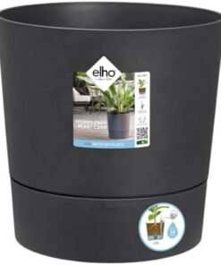 Elho Greensense Aqua Care Rond 30 - Pot de Fleurs Auto-Arrosage Intérieur Extérieur - Ø 29.5 x H 29.1 cm Gris Charbon