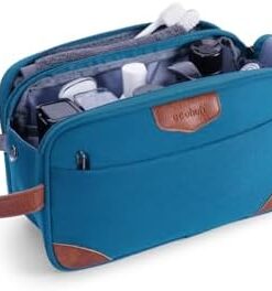 ECOHUB Trousse de Toilette Homme Voyage Imperméable Multi-Compartiments Grande Ouverture Vert Bleuté