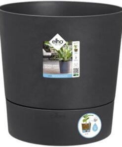 Elho Greensense Aqua Care Rond 35 - Pot Auto-Arrosage Intérieur Extérieur - Ø 3|5 x H 3|1 cm Gris Charbon