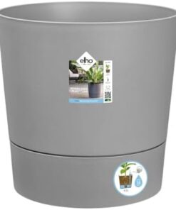 Elho Greensense Aqua Care Rond 43 - Pot de Fleurs Auto-Arrosage Intérieur Extérieur - Ø43 cm Gris Ciment Clair