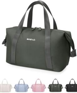 ECOHUB Trousse Maquillage Femme Recyclée – 3 Poches Poignée, Idéal Cadeau Noël Vert