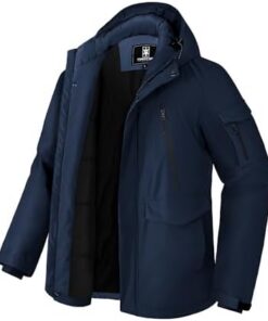 Pioneer Camp Parka Homme Hiver Imperméable Chaud 9 Poches Capuche (S-XXL)