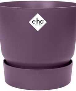 Elho Pot de Fleurs avec Réservoir d'Eau Intégré - 100% Plastique Recyclé - Ø 18 cm Violet Vintage Prune