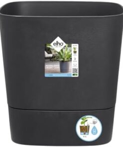 Elho Greensense Aqua Care Carré 38 - Pot de Fleurs Auto-Arrosage Intérieur Extérieur - Ø38xH38.9cm Gris Charbon