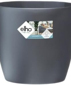 Elho Brussels Pot de Fleurs Rond sur Roues - 100% Plastique Recyclé - Ø 35 cm Noir/Anthracite