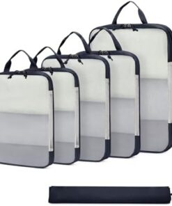 ECOHUB 6 Pièces Packing Cubes Plastique Recyclé Ultra-Résistant pour Bagage à Main
