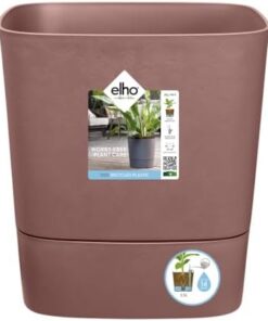 Elho Greensense Aqua Care Carré 30 - Pot de Fleurs Auto-Arrosage Intérieur Extérieur - Ø 29.5 x H 30.2 cm Marron Argile