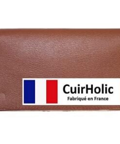 Porte-Chéquier en Véritable Cuir de Chèvre - Homme et Femme - Marron - Fabriqué en France