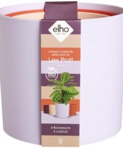 Elho Lex Pott Lot de 4 Pots de Fleurs Intérieurs - 100% Plastique Recyclé - Ø 11-15 cm Violet Lilas