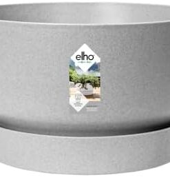 Elho Greenville Coupe 33 Pot de Fleurs Extérieur 100% Recyclé Ø 3|5 x H 19.4 cm Gris Ciment