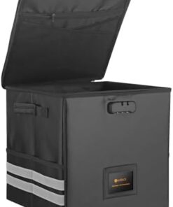 Neoteck Étui Vinyles 50 Disques 31x31x31cm Noir Résistant Humidité/Feu Serrure Combinaison DJ