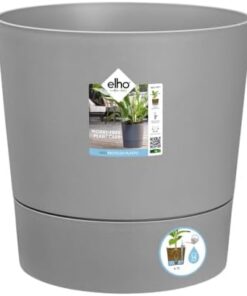 Elho Greensense Aqua Care Rond 35 - Pot de Fleurs Auto-Arrosant - Ø 3|5 x H 3|1 cm Gris Ciment Clair