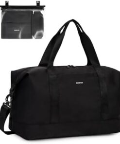 ECOHUB Sac de Voyage Pliable 30L Bagage Cabine 45x36x20 Easyjet, Poche Humide Amovible (Noir)