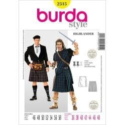 Burda Burda - Patron kilt écossais rouge, vert, noir - Femme - Mariage - Facile à assembler - Taille 46-58