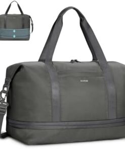 ECOHUB Sac de Voyage Femme Extensible 40x30x20, Bagage Cabine Ryanair 20L-28L avec Pochette Humide, Gris Vert PET Recycl