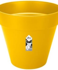 Elho Loft Urban Rond 40 Pot De Fleurs Extérieur - Plastique 100% Recyclé - Ø 38.5 x H 35.3 cm Jaune Ocre