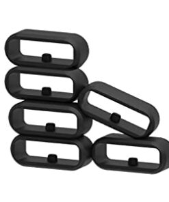 Garmin - Passants de bracelet de montre en silicone 22mm et 18mm, Noir, En caoutchouc | Fermeture de rechange | Lot de 6