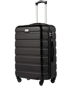COOLIFE Valise Grande Taille Rigide Noir 77cm pour Voyage Cadeau Femmes et Hommes avec Cadenas TSA et Poignée Télésкопiq
