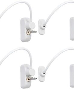 Neoteck Verrou Sécurité Bébé Enfant 4pcs Acier Inoxydable avec Clé Fenêtre Porte Coulissante