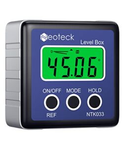 Neoteck Inclinomètre Numérique ±0.1° Haute Précision - Aimanté Boîtier Aluminium - Outil Menuiserie Chantier Garage
