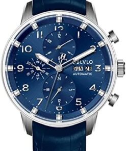 OBLVLO IM-MUT Montre Automatique Mécanique Homme Étanché Multifonction Lumineux Cuir