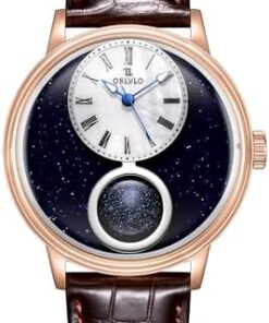 OBLVLO Montre Automatique Rétro Homme Miyota Or Rose Cuir SCM-S